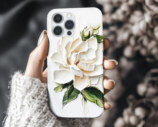 White Floral Oil Painting Phone Case