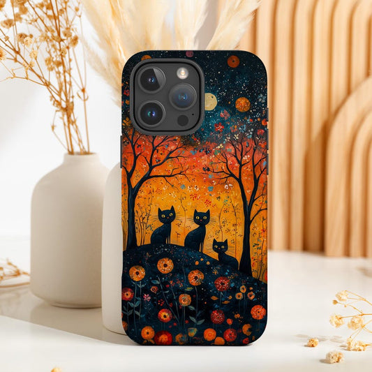 Enchanted Forest with Black Cats iPhone Case